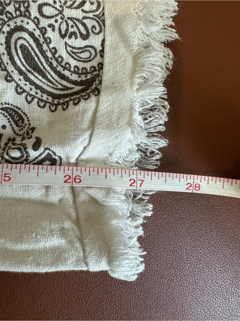 H&M Cream Paisley Linen Blend Wide-Leg Pants Drawstring Frayed Hem Size XS
